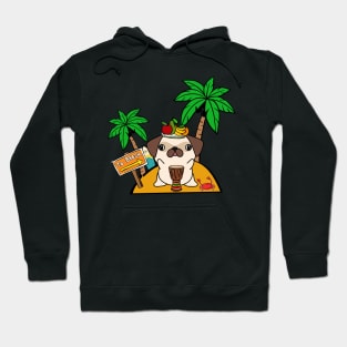 Funny pug is on a deserted island Hoodie